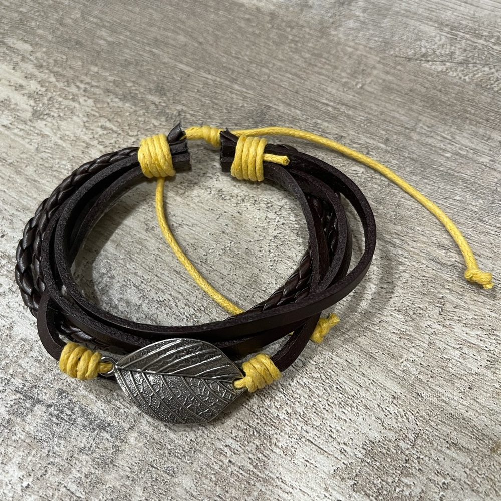 Lovely Bracelet Brown & Yellow  with a leaf.